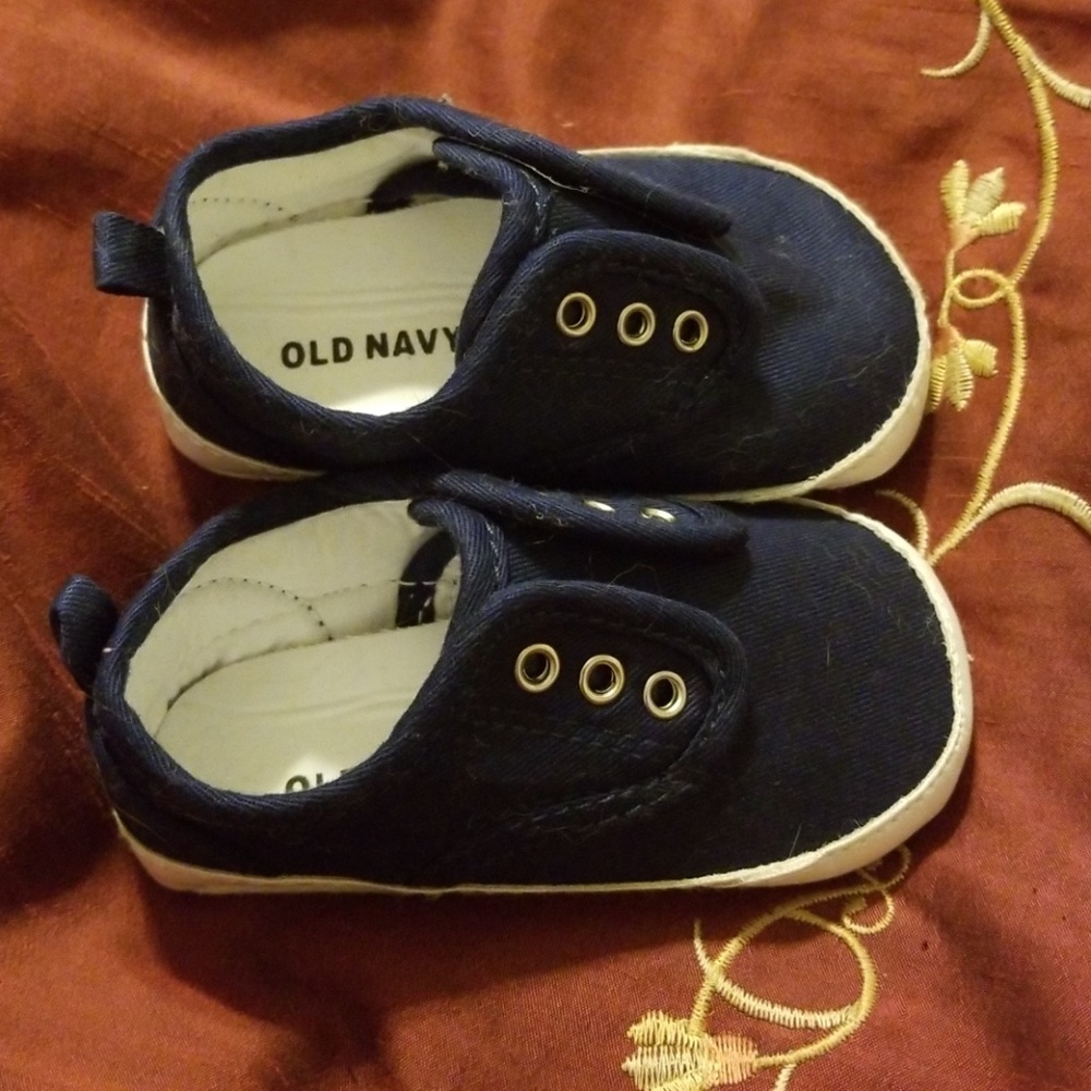 Navy blue infant shoes